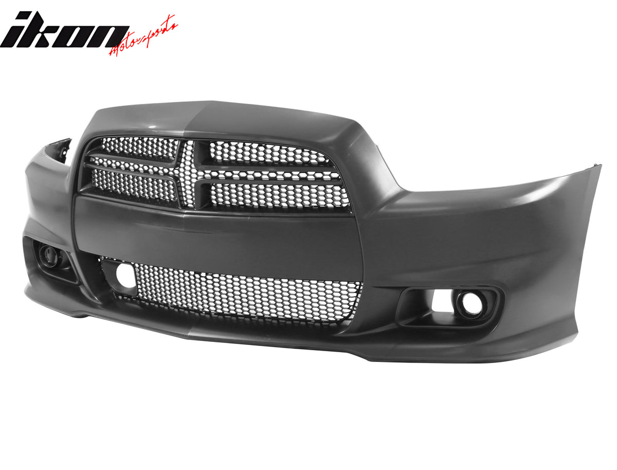 Fits 11-14 Dodge Charger SRT8 PP Front Bumper Cover Conversion + Grilles W/ ACC