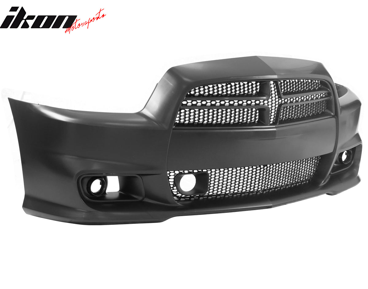 Fits 11-14 Dodge Charger SRT8 PP Front Bumper Cover Conversion + Grilles W/ ACC