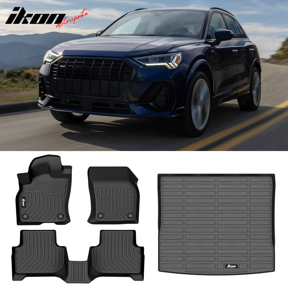 2019-2024 Audi Q3 3D Molded Black All Weather Floor Mats Trunk Mat TPE