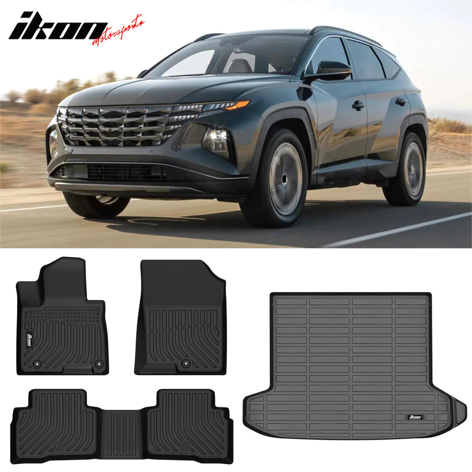 2022-2024 Hyundai Tucson Hybrid 3D Black Floor Mats + Trunk Mat TPE