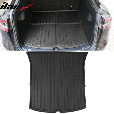 Fits 20-24 Tesla Model Y Trunk Mats Cargo Liner + Rear Seat Covers Injection TPE