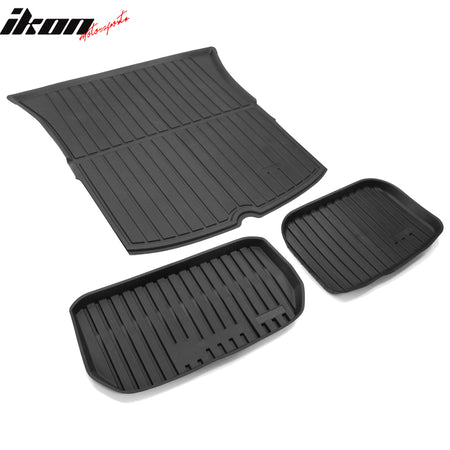 Fits 20-24 Tesla Model Y Trunk Mats Cargo Liner + Rear Seat Covers Injection TPE