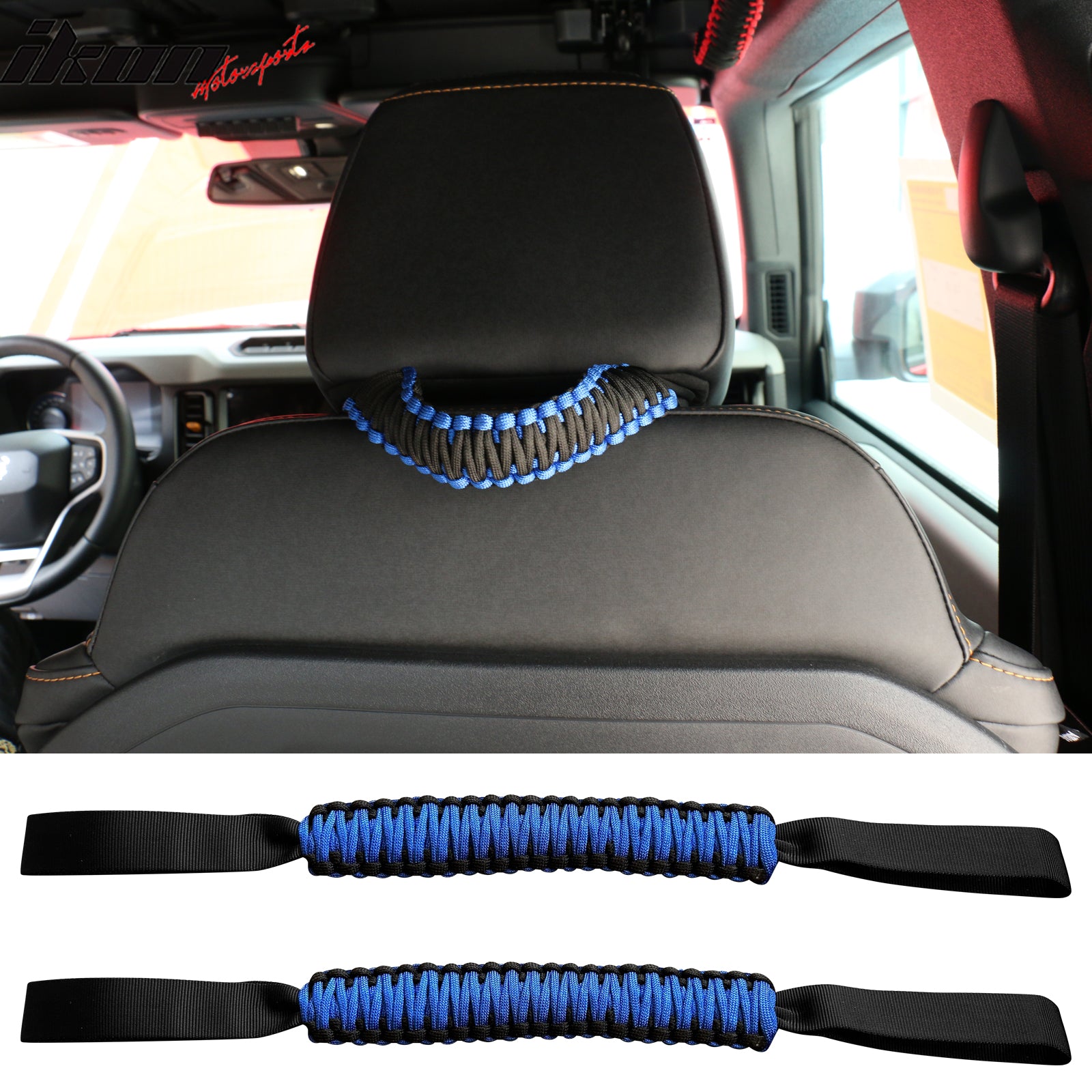 Fits 21-23 Ford Bronco Front Headrest Handles Roll Bar Grab Nylon 2PCS