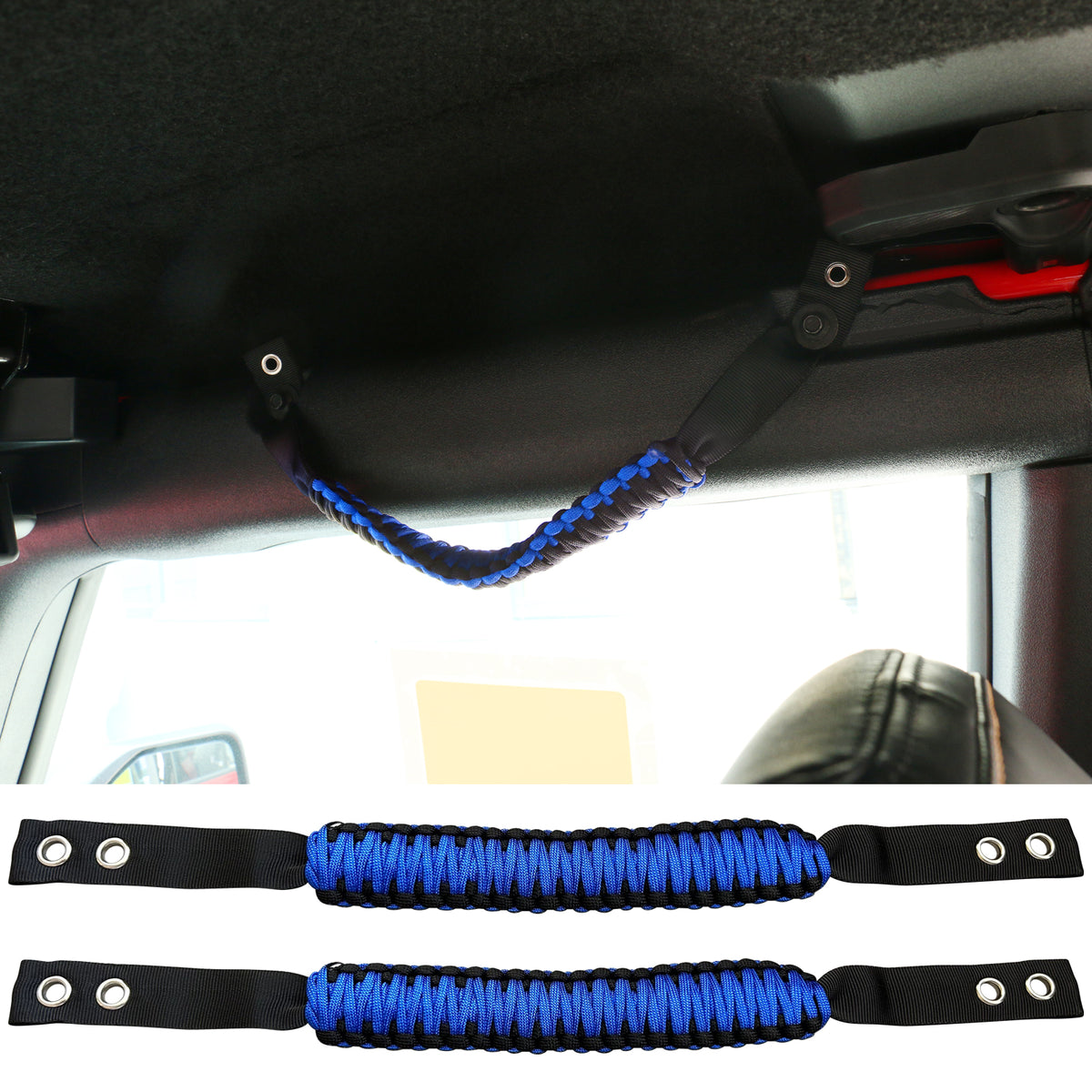 Fits 21-23 Ford Bronco 2/4Dr 2PC Nylon Roll Bar Grab Handles Paracord Grip