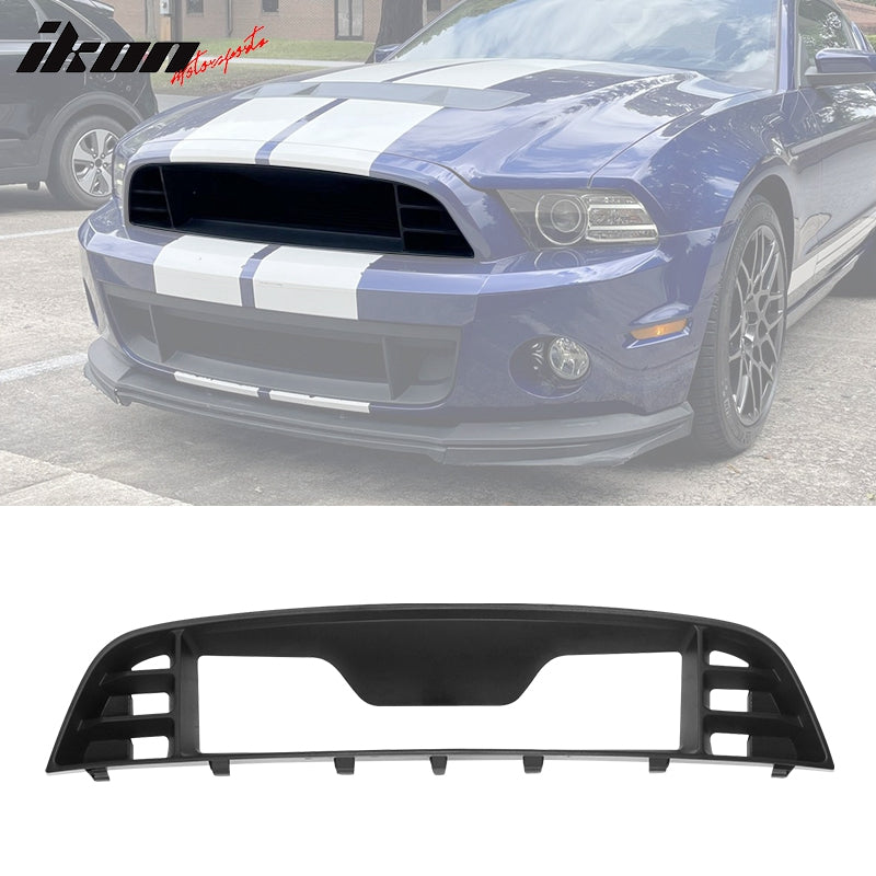 IKON MOTORSPORTS, Grille Compatible With 2010-2014 Ford Mustang GT500, Factory Style Upper Lower Grill Unpainted Black PP Polypropylene Front Bumper Guard Kit