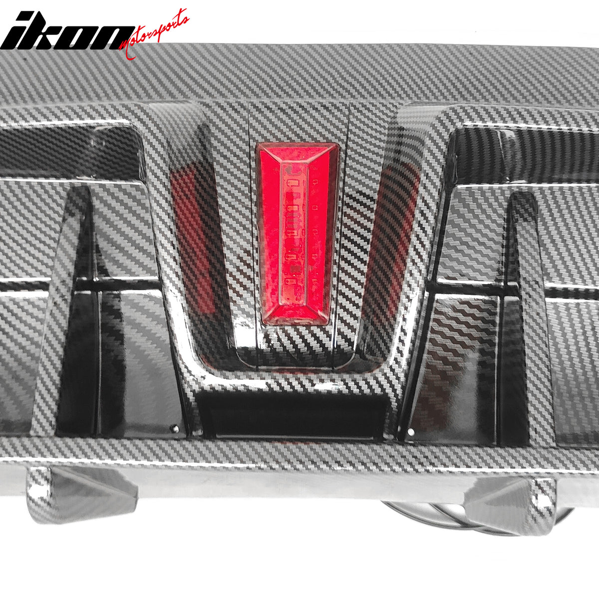 For 20-24 Tesla Y IKON Carbon Fiber Print Rear LED Diffuser Lip W/ Corner Aprons