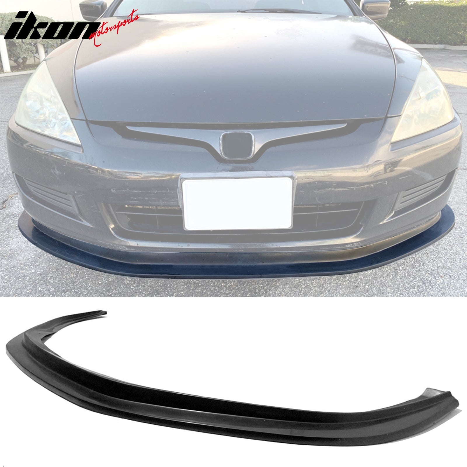 IKON MOTORSPORTS, Side Skirts + Corner Aprons + Front Bumper Lip Compatible with 2003-2005 Honda Accord Coupe 2-Door, MDA Style PU Unpainted Rocker Panel Splitter Underbody Spoiler Side Corner Aprons