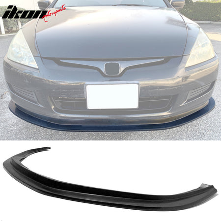 IKON MOTORSPORTS, Side Skirts + Corner Aprons + Front Bumper Lip Compatible with 2003-2005 Honda Accord Coupe 2-Door, MDA Style PU Unpainted Rocker Panel Splitter Underbody Spoiler Side Corner Aprons