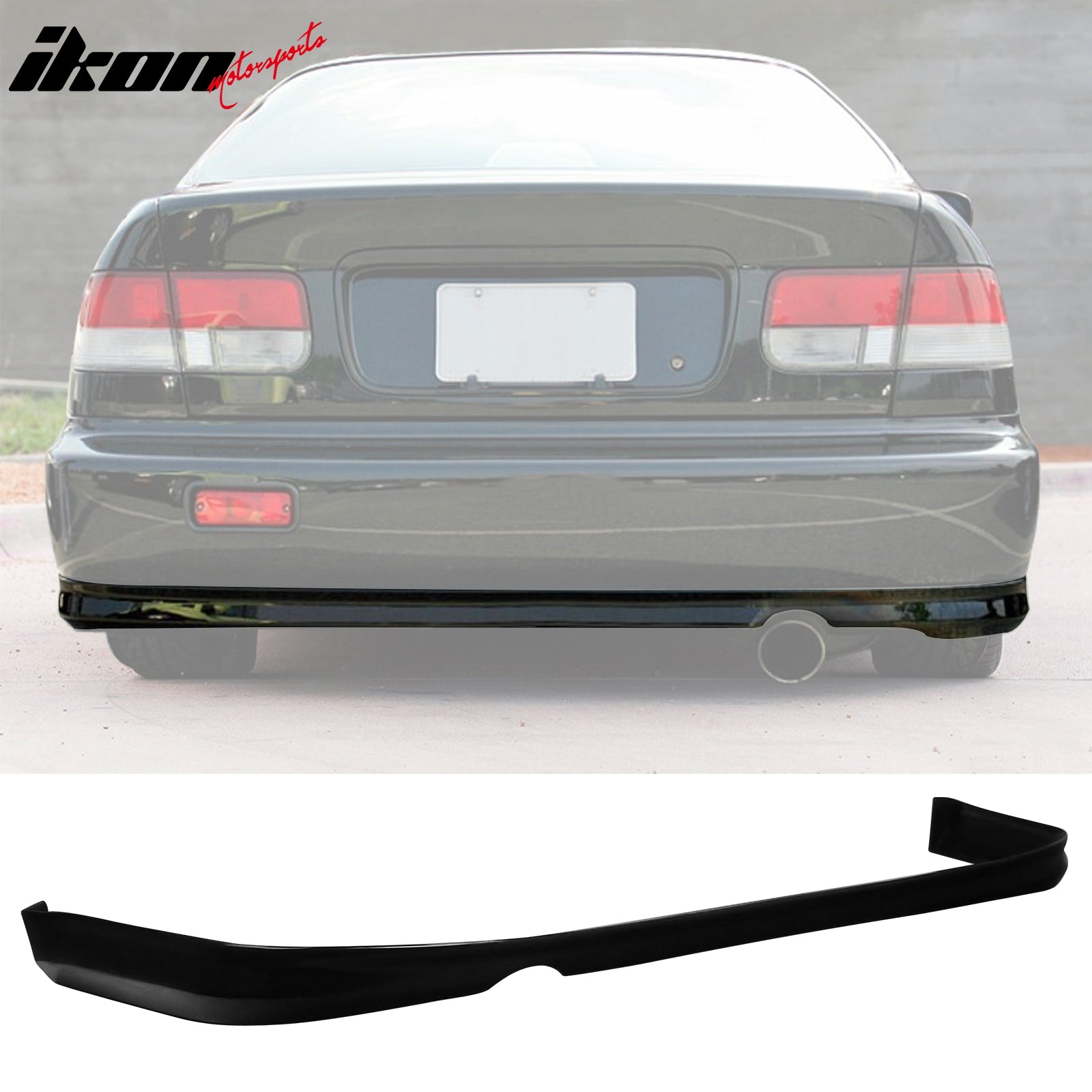 IKON MOTORSPORTS, Rear Bumper Diffuser Lip + Front Bumper Lip Compatible with 1992-1995 Honda Civic Hatchback & Coupe 2-Door, JDM Style PU Unpainted Underbody Bottom Diffuser Upgrade Spoiler Air Dam