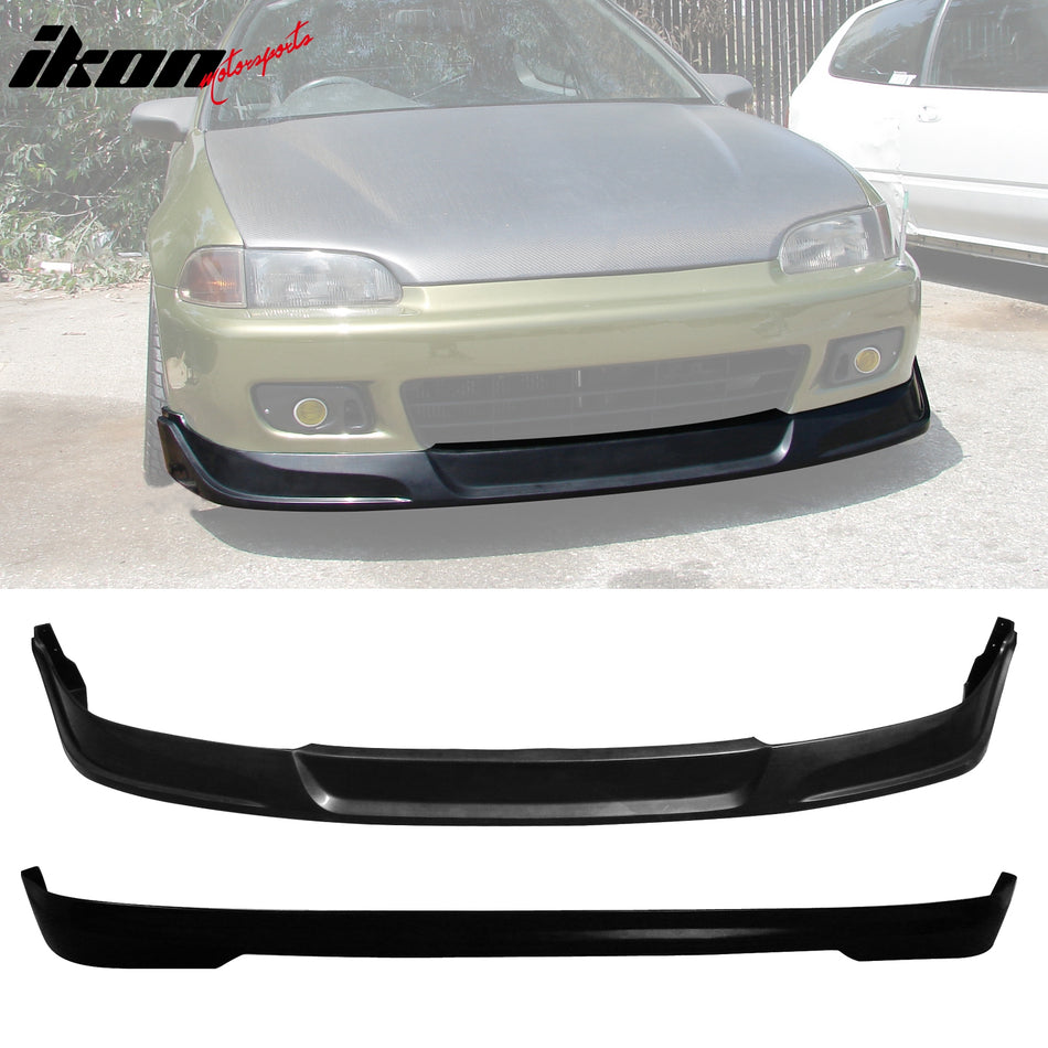 Rear Diffuser & Front Lip For 1992-1995 Honda Civic PU Unpainted Black