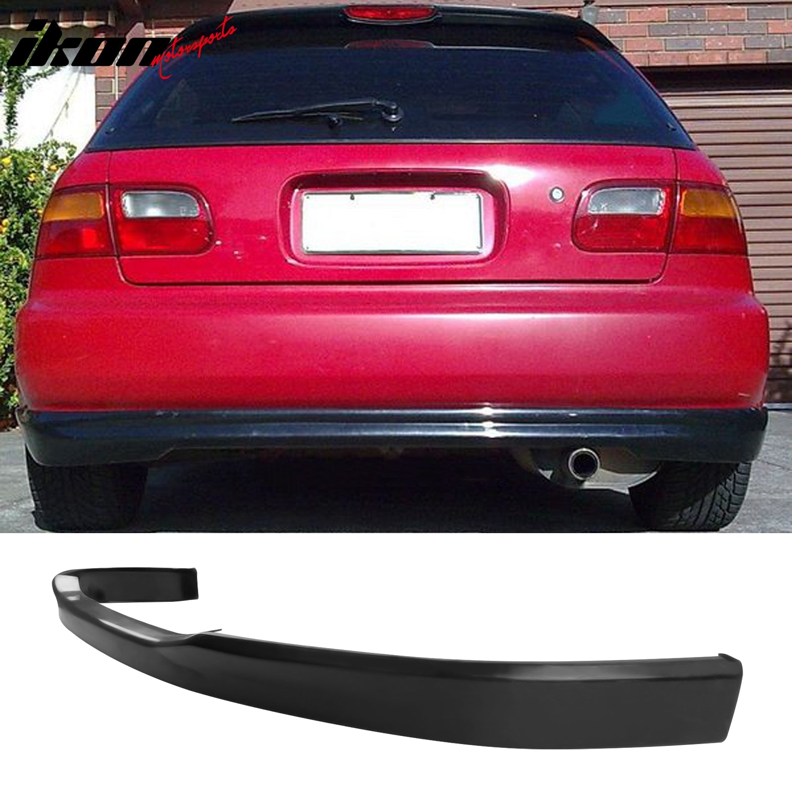 Fits 92-95 Honda Civic Hatchback Type Rear Diffuser Lip + Front Bumper Lip - PU