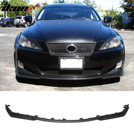 IKON MOTORSPORTS, Side Skirts + Front Bumper Lip Compatible with 2006-2008 Lexus IS250 IS350, JDM PM Style PU Unpainted Rocker Panel Splitter Underbody Spoiler