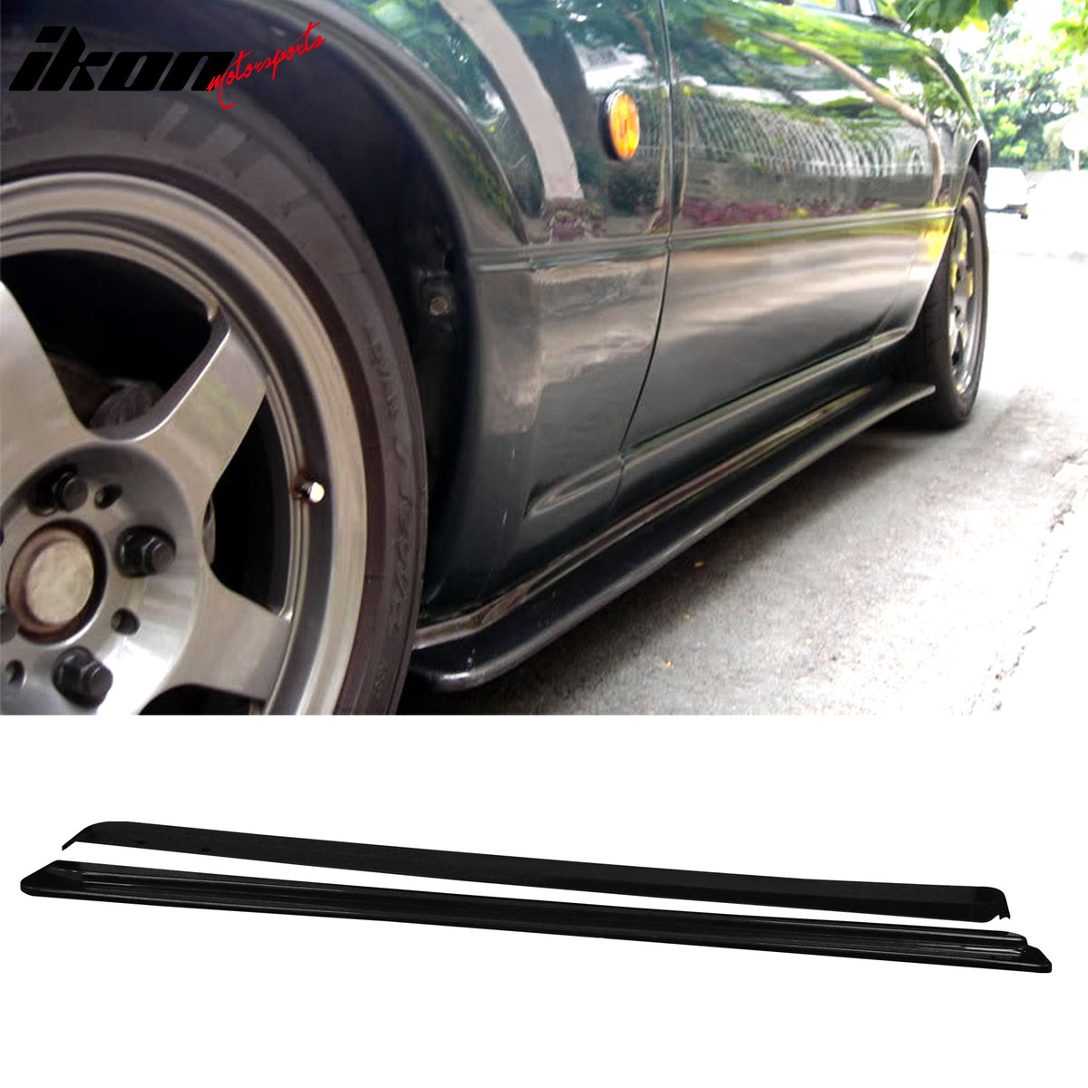 Fits 90-97 Mazda Miata FD Style Side Skirts Extensions + Front Bumper Lip - PU