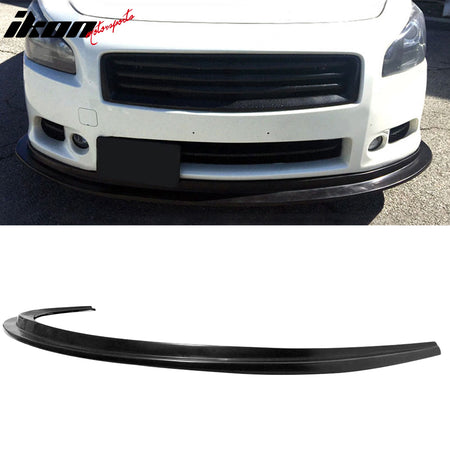 IKON MOTORSPORTS, Rear Bumper Diffuser Lip + Front Bumper Lip Compatible with 2009-2015 Nissan Maxima, MDA Style PU Unpainted Underbody Bottom Diffuser Upgrade Spoiler Air Dam Chin Valance