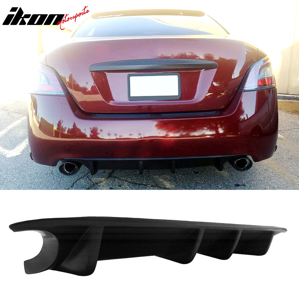 For 09-15 Nissan Maxima 4-Door MDA Style Rear Diffuser Lip + Front Bumper Lip PU