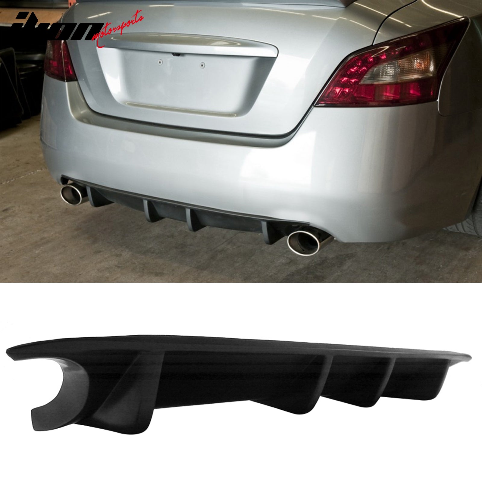 Fits 09-15 Nissan Maxima Sedan VIP Style Rear Diffuser Lip + Front Bumper Lip PU