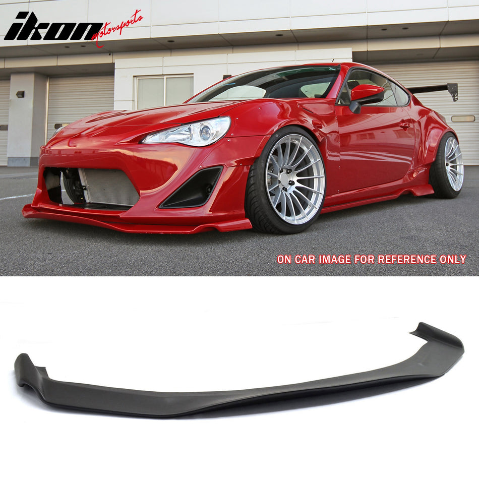 IKON MOTORSPORTS, Side Skirts + Front Bumper Lip Compatible with 2013-2016 Scion FR-S, GR Style Front Lip PU Polyurethane Unpainted Rocker Panel Splitter Underbody Spoiler