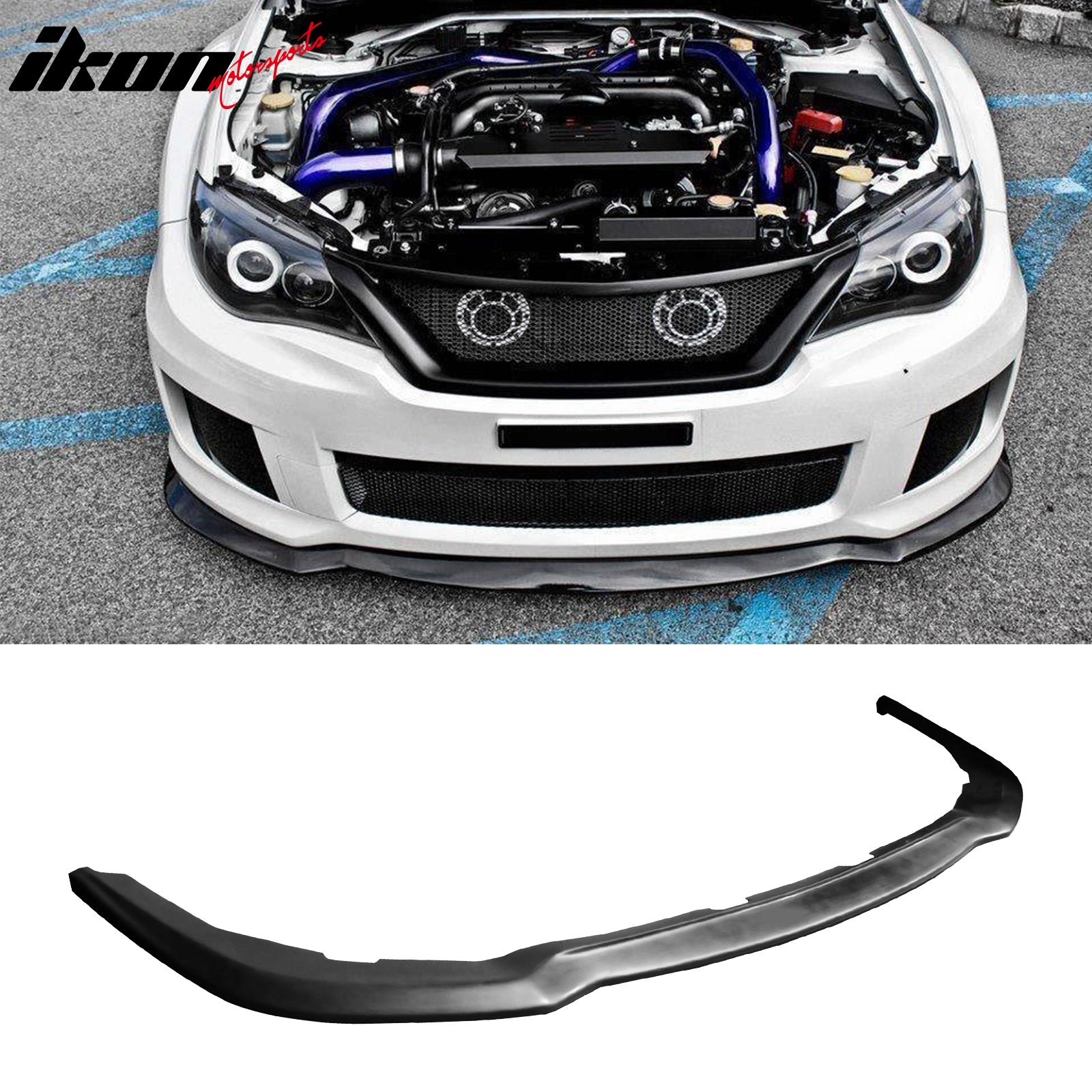 IKON MOTORSPORTS, Corner Aprons + Front Bumper Lip Compatible with 2011-2014 Subaru Impreza Sedan 4-Door, PU Unpainted Front Lip Splitters JDM Corner Aprons Rear Bumper Lower Side Spat Valance Canard