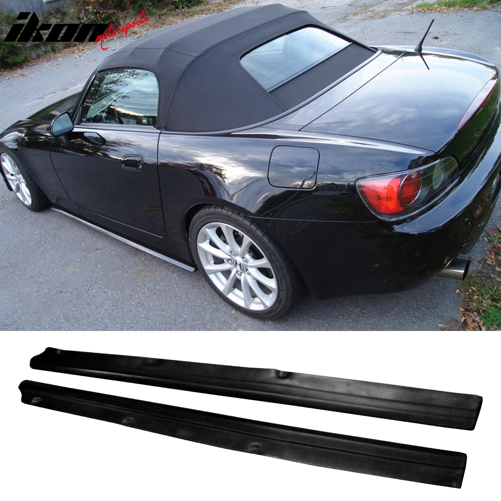 IKON MOTORSPORTS, Side Skirts + Corner Aprons Compatible with 2000-2009 Honda S2000, S2K AP1 AP2 JDM Style PU Unpainted Rocker Panel Splitter Underbody Spoiler Side Corner Aprons 4PCS