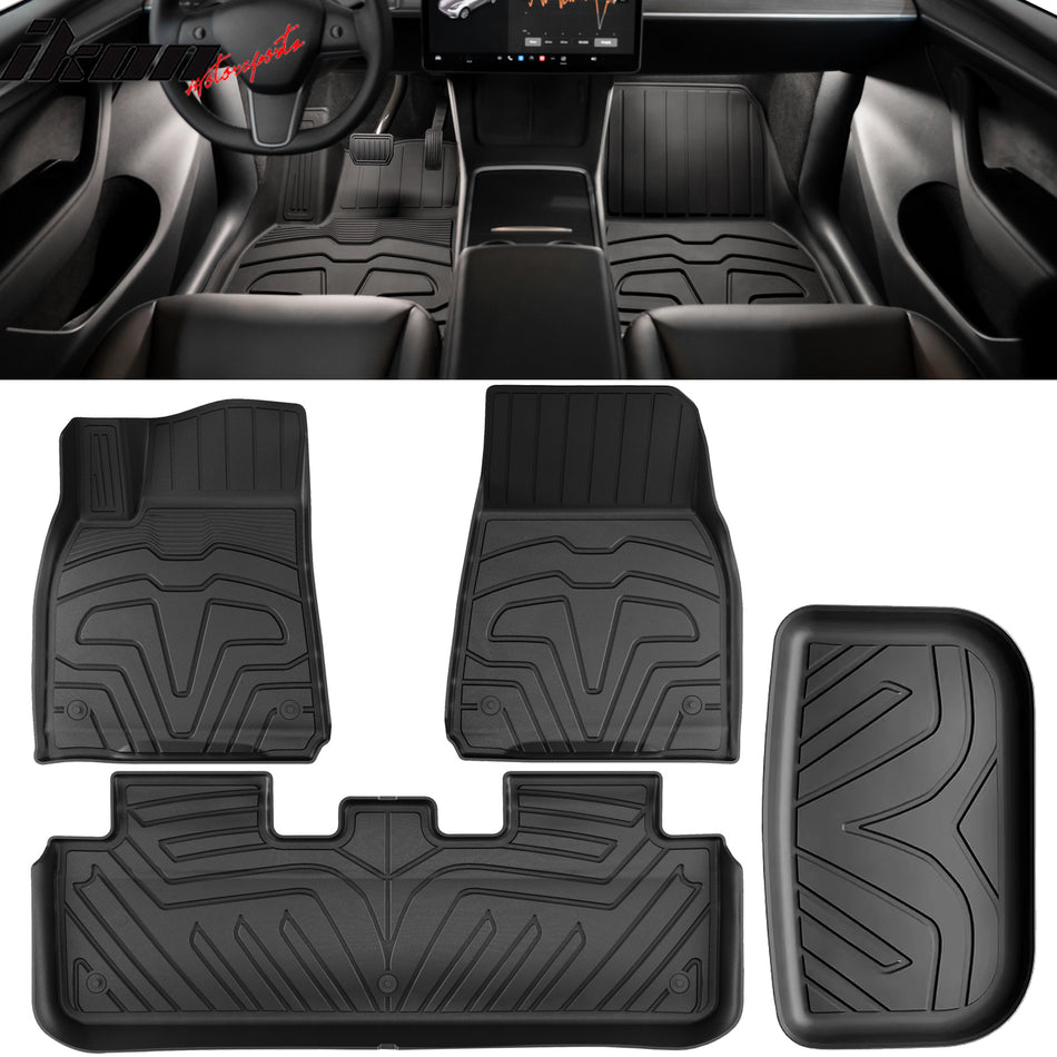 2020-2023 Tesla Model Y Floor + Trunk Mats 3D TPE Carpets Cargo Liner