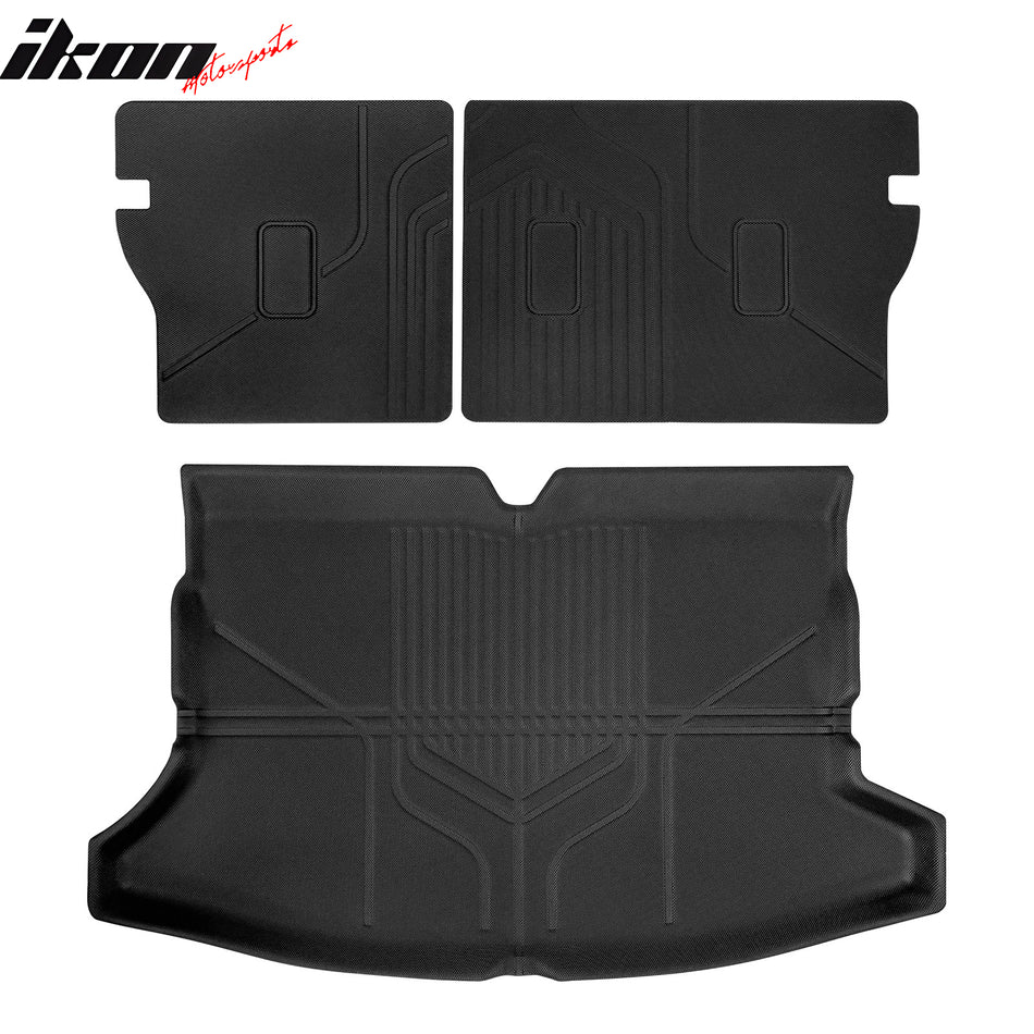 IKON MOTORSPORTS XPE Cargo Trunk Liner + Backrest Mats, Compatible with 2018-2023 Subaru Crosstrek & Impreza Hatchback, Custom Fit All Weather Protection Heavy Duty Rear Trunk Tray Protector, Black