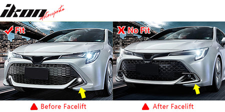 IKON MOTORSPORTS Front Bumper Lip, Compatible with 2019-2021 Toyota Corolla Auris 3rd E210 5-Door Hatchback, Gloss Black Air Dam Chin Spoiler Protector Splitter 3PCS