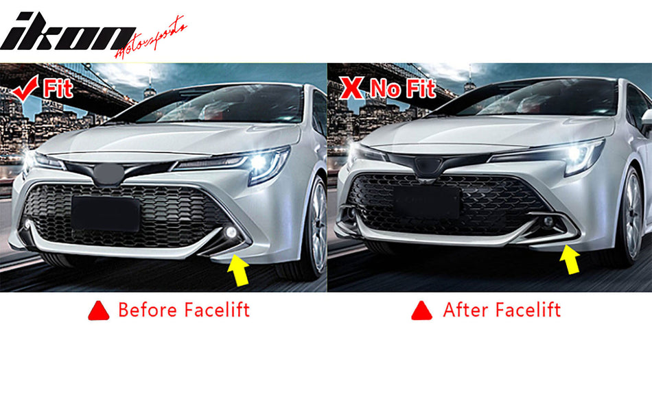 IKON MOTORSPORTS Front Bumper Lip, Compatible with 2019-2021 Toyota Corolla Auris 3rd E210 5-Door Hatchback, Matte Black Air Dam Chin Spoiler Protector Splitter 3PCS