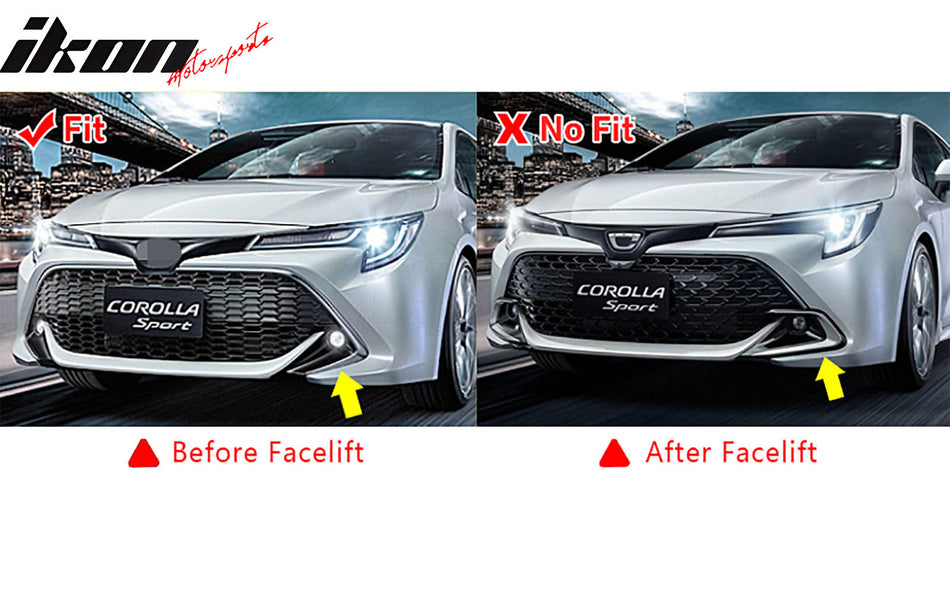 IKON MOTORSPORTS Front Bumper Lip + 2PCS Front Side Canards, Compatible with 2019-2021 Toyota Corolla Auris 3rd E210 5-Door Hatchback, Gloss Black Air Dam Chin Spoiler Protector Splitter