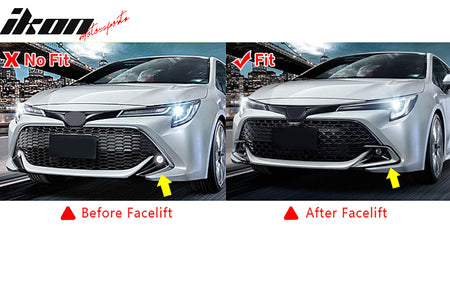 IKON MOTORSPORTS Front Bumper Lip + 2PCS Front Side Canards, Compatible with 2022-2023 Toyota Corolla Auris 3rd E210 5-Door Hatchback, Matte Black Air Dam Chin Spoiler Protector Splitter