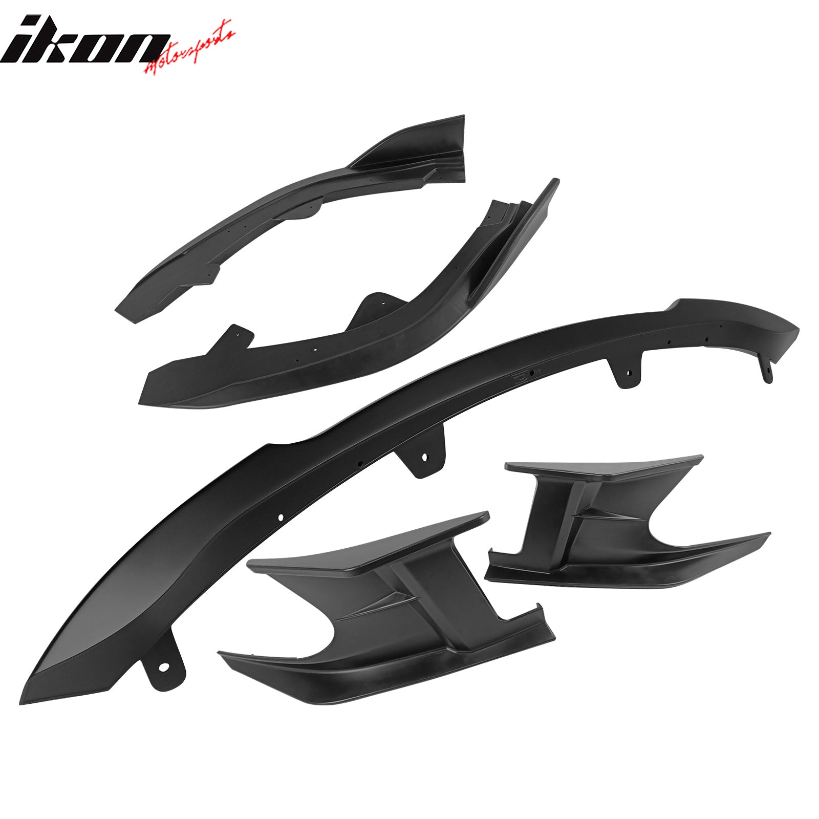 Fits 19-21 Toyota Corolla 3PCS Front Bumper Lip + 2PCS Side Canards Matte Black