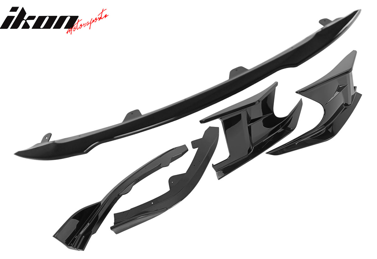 Fits 22-23 Toyota Corolla Auris 3PC Front Bumper Lip 2PC Side Canard Gloss Black