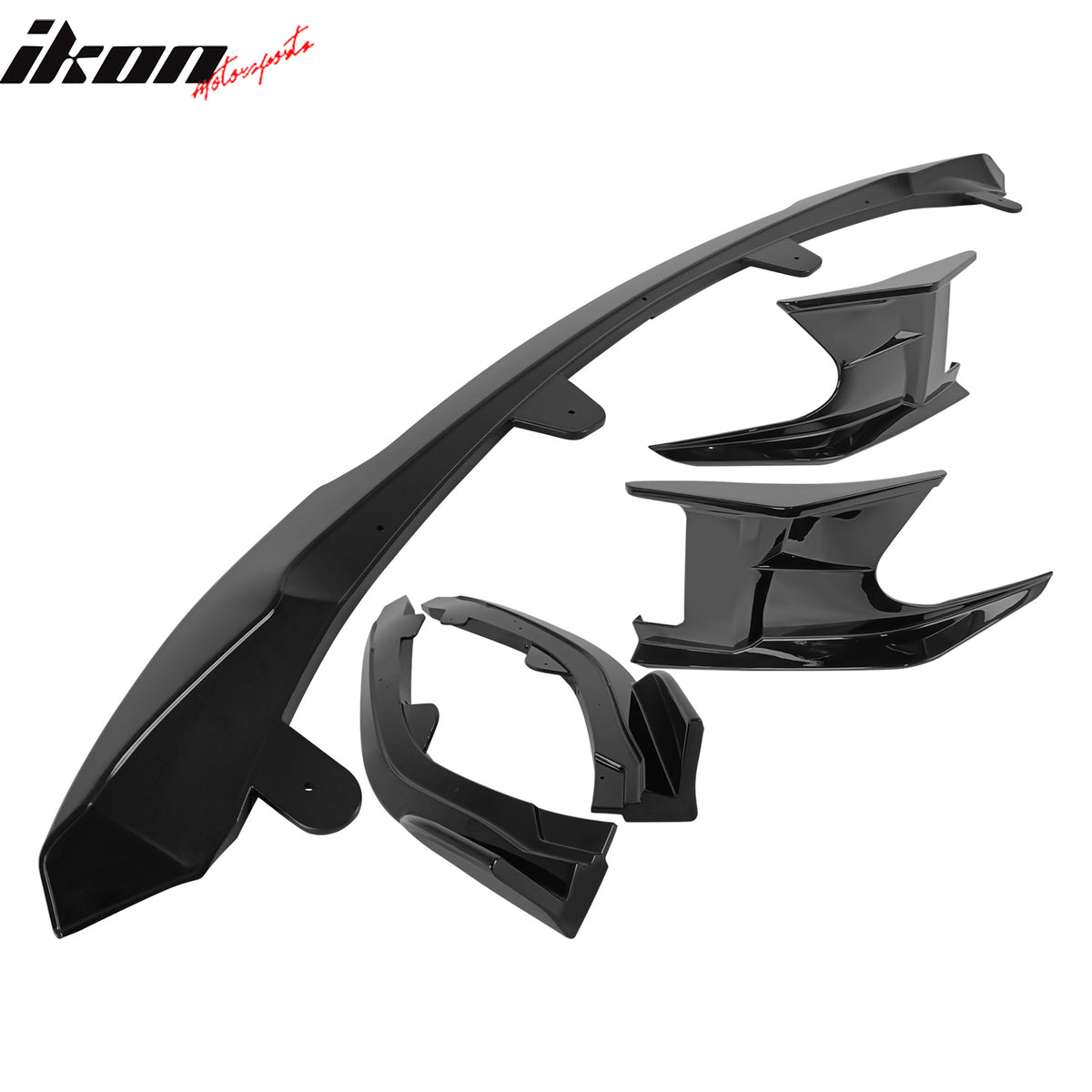 Fits 22-23 Toyota Corolla Auris 3PC Front Bumper Lip 2PC Side Canard Gloss Black