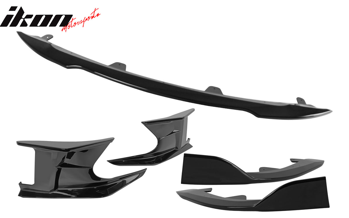 Fits 22-23 Toyota Corolla Auris 3PC Front Bumper Lip 2PC Side Canard Gloss Black