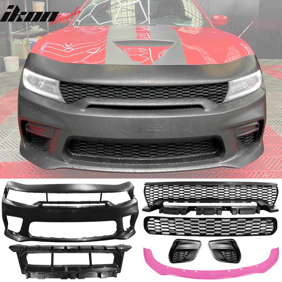 2015-2023 Dodge Charger Widebody Front Bumper Cover + Pink Lip PP