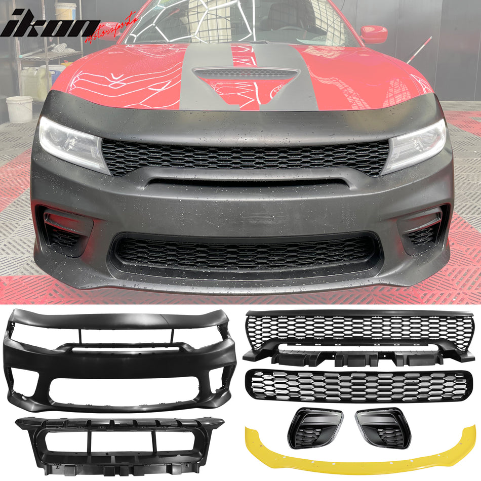 2015-2023 Dodge Charger Widebody Front Bumper Cover + Yellow Lip PP