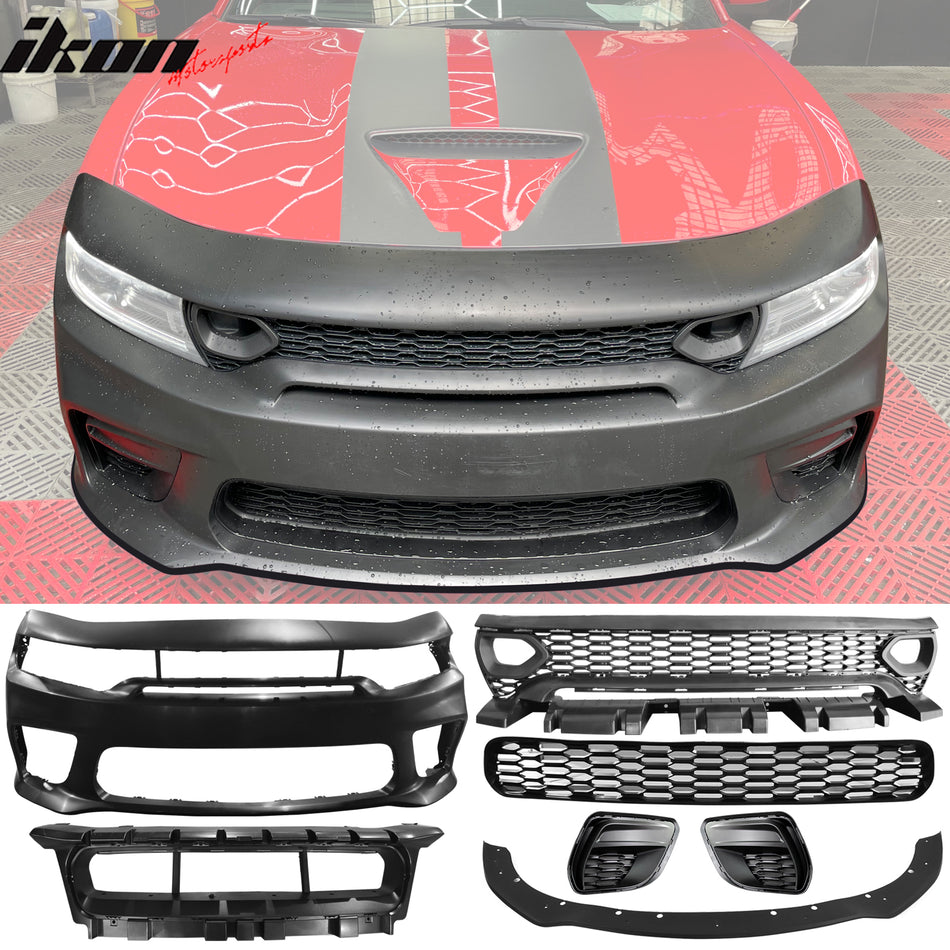 2015-2023 Dodge Charger Widebody SRT Bumper Cover Matte Black Lip PP