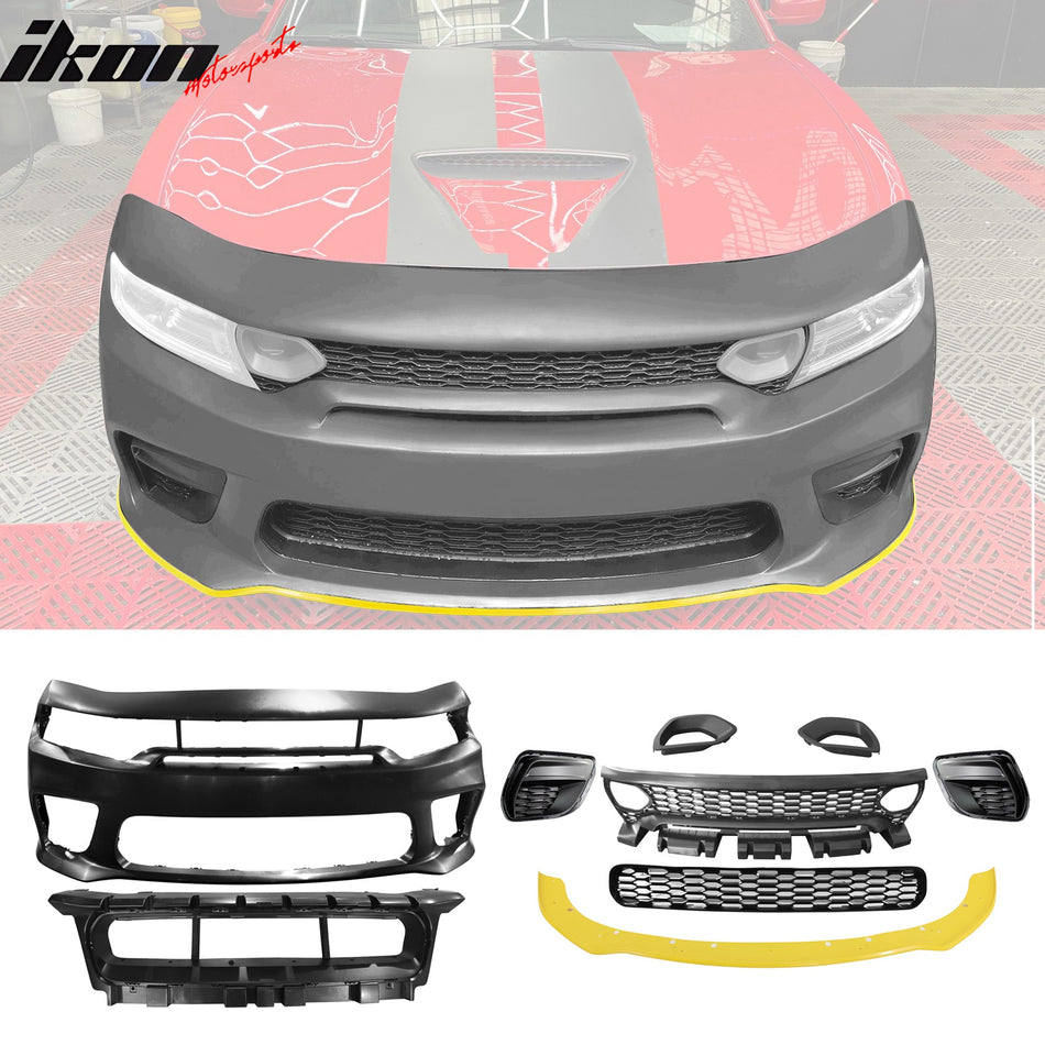 2015-2023 Dodge Charger Widebody SRT Front Bumper Cover Yellow Lip PP