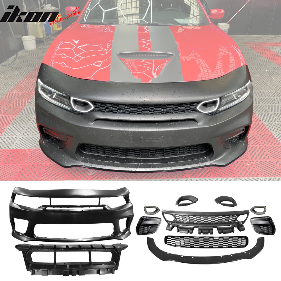 2015-2023 Dodge Charger Widebody SRT Bumper Cover Matte Black Lip PP