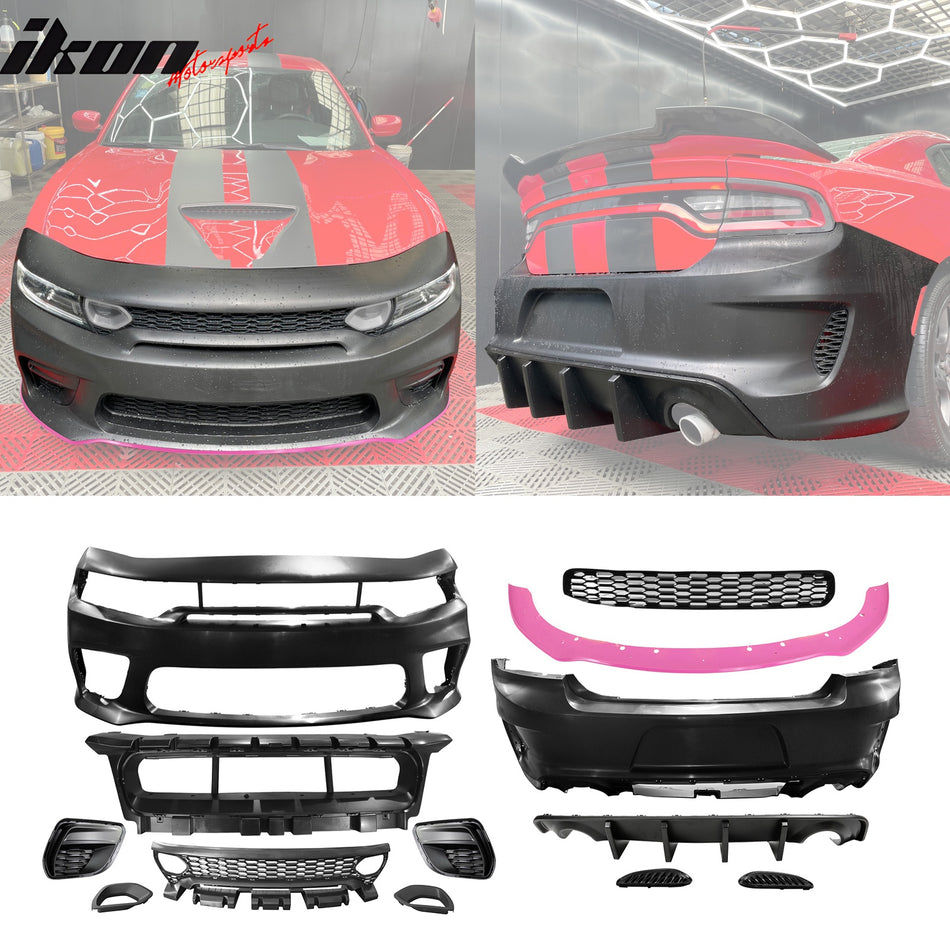 2015-2023 Dodge Charger Widebody SRT Rear Front Bumper + Pink Lip PP