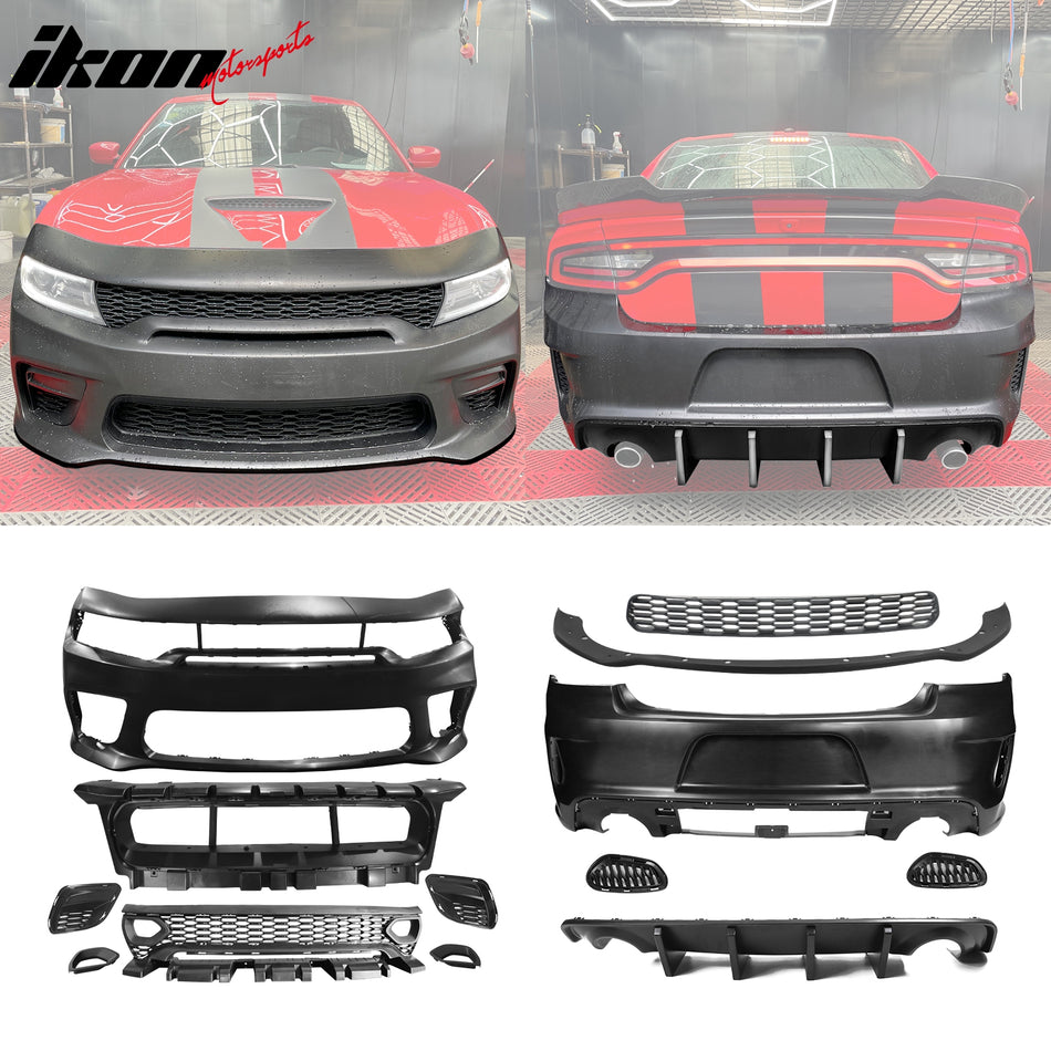 2015-2023 Dodge Charger Widebody SRT Rear Front Bumper Matte Black Lip