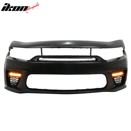 For 15-23 Charger PP Front Bumper W/ SRT Grille LED Foglight Rear Bumper Cover