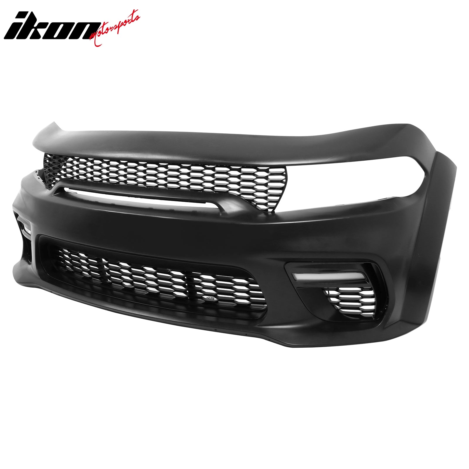 Fits 15-23 Charger Upper Lower Grilles Front Bumper Cover Matte Black Lip LED PP