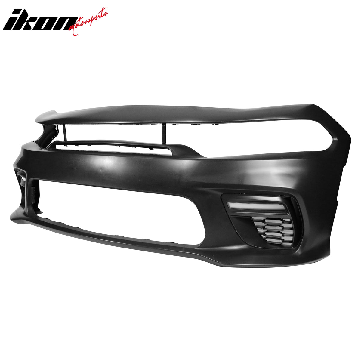 Fits 15-23 Charger SRT Upper Grilles Front Bumper Cover W/ Matte Black Lip LED