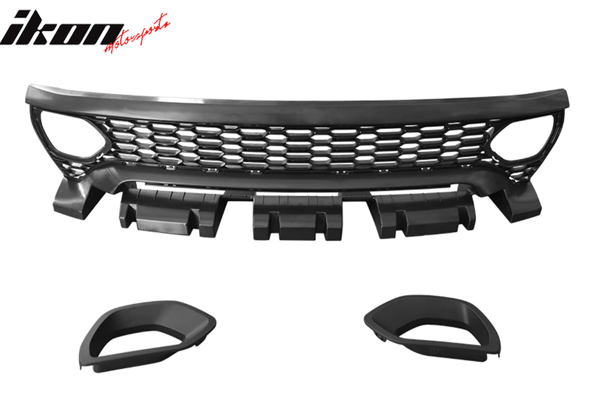 For 15-23 Charger Widebody LED Bumper Covers W/ SRT Grilles Matte Black Diffuser