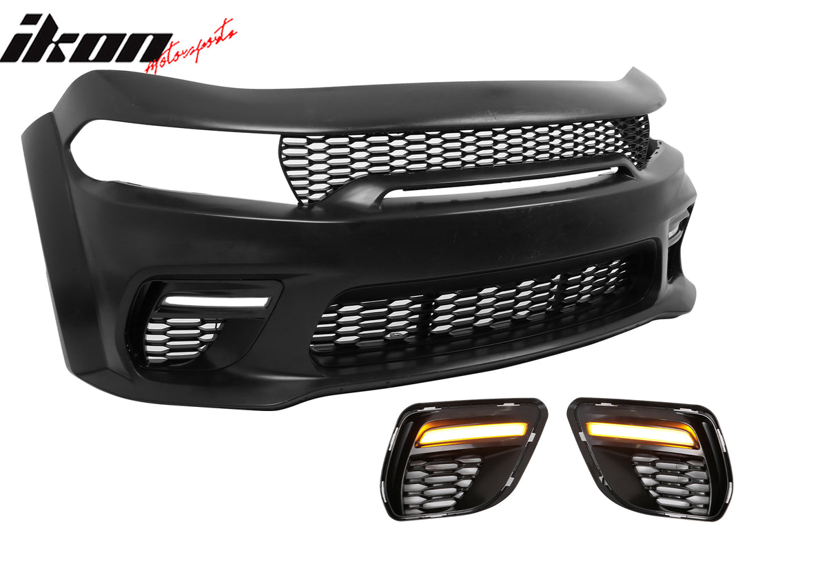 Fits 20-23 Charger Widebody SRT Front Bumper Assembly Replacement W/ LED Grille