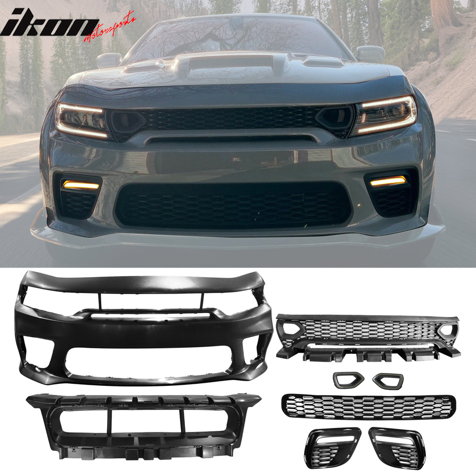 2020-2023 Dodge Charger Widebody Bumper Cover W/ SRT Grilles LED PP