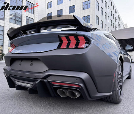 Fits 24-25 Mustang OE Rear Bumper Cover Rock Diffuser Valance Lip Matte Black PP