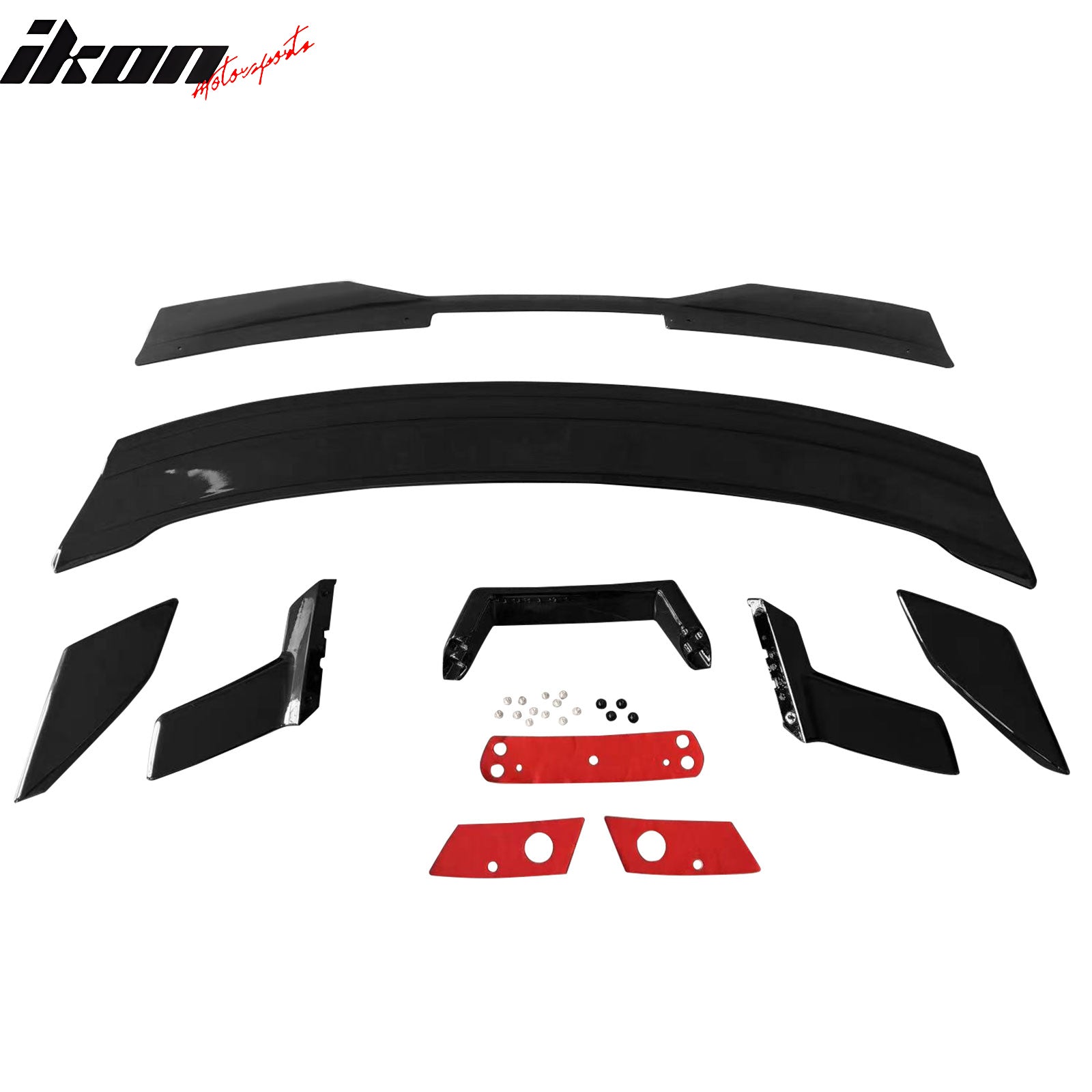 Fits 24-25 Ford Mustang Dark Horse Gloss Black Trunk Spoiler W/ Gurney Glap ABS