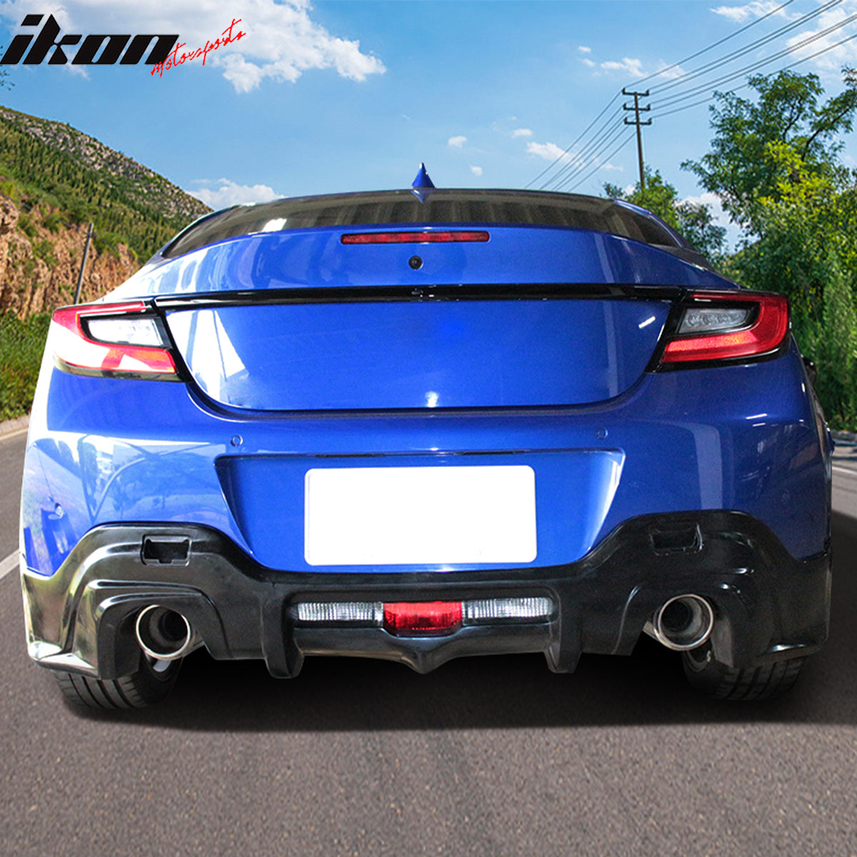 Fits 22-24 Subaru BRZ Coupe Front Bumper Lip + Rear Diffuser + Side Skirts - PU