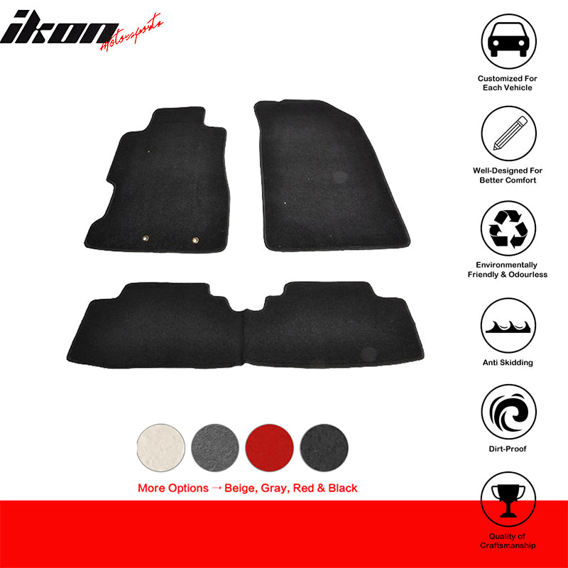 IKON MOTORSPORTS,Floor Mat Compatible With 2001-2005 Honda Civic & 2002-2005 Honda Civic, Front & Rear 3PC Nylon Car Floor Carpets Carpet liner 2002 2003 2004